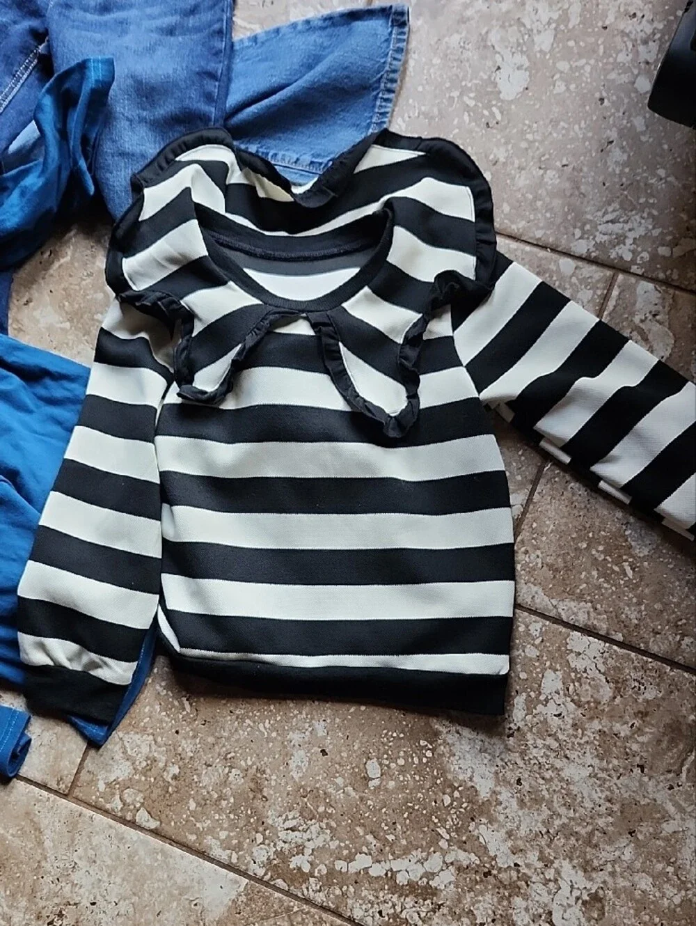 Kids Blue Denim Jeans and Blue Top Unbranded Blackwhitetop - Picture 2 of 7